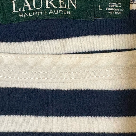 Vintage Ralph Lauren Navy and White Striped Top Large - Picture 6 of 7